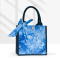 Bolsa Tie-Dye feita à mão em algodão e linho com lenço laço